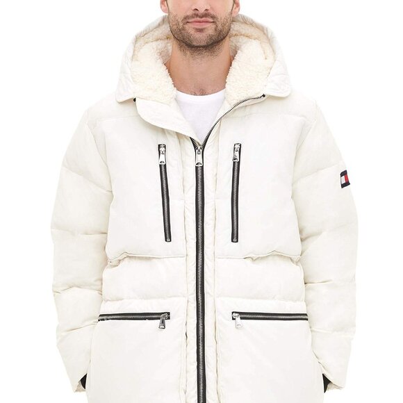 Tommy Hilfiger Men's Heavyweight Quilted Sherpa Hooded Parka Size Large NWT - Picture 1 of 4
